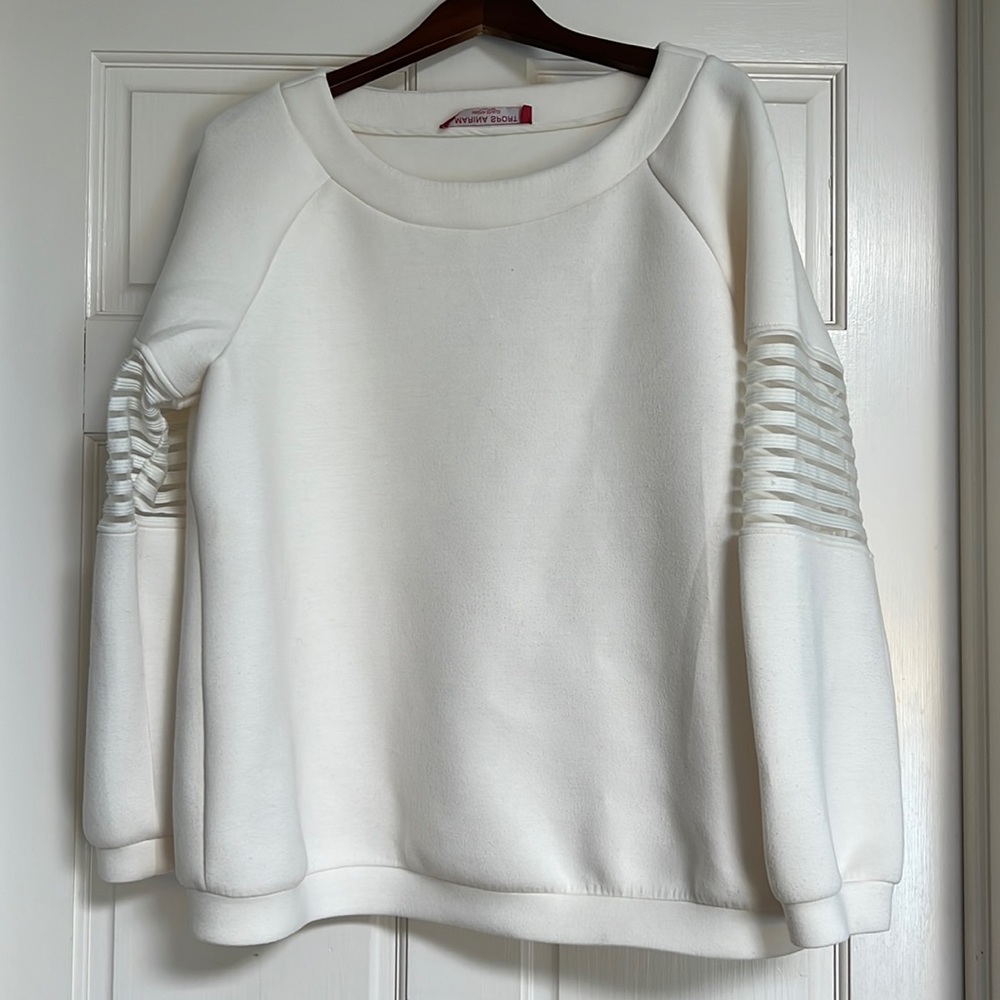 EUC White Scuba Sweatshirt with Mesh Accents by Marina Rinaldi Sport XXL